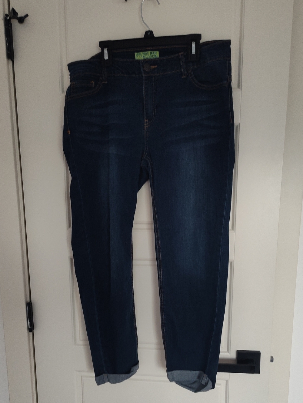 Wax Jean Deep Indigo Rolled Cuff Boyfriend Jeans